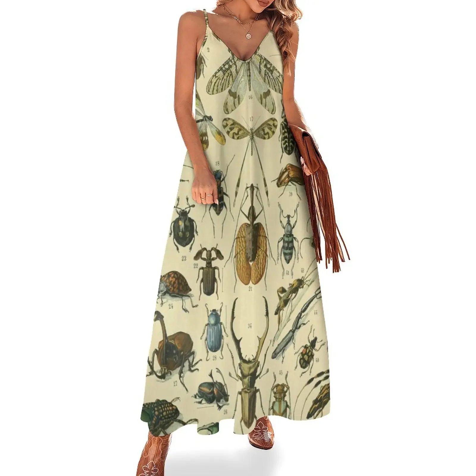 

Adolphe Millot Insectes A Sleeveless Dress women's elegant loose dresses luxury dresses