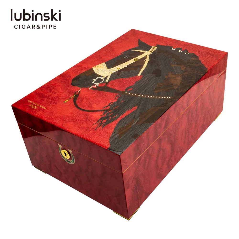 2026 Year Of The Horse Limited Edition Cigar Humidor Box With Natural Cedar Wood Control Lubinski Handmade Luxury
