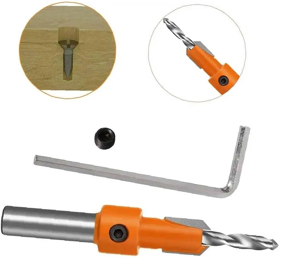 HOMEFISH Shank HSS Woodworking Countersink Router Bit Set Screw Extractor Remon Demolition for Wood Milling Cutter