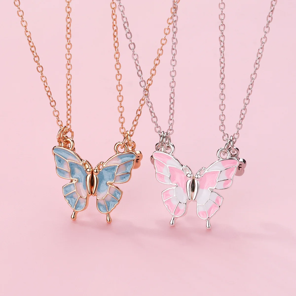 Cute Butterfly Magnet Necklace for Women Korean Fashion Insect Clavicle Chain BFF Best Friends Jewelry Gifts Couple Items 2025