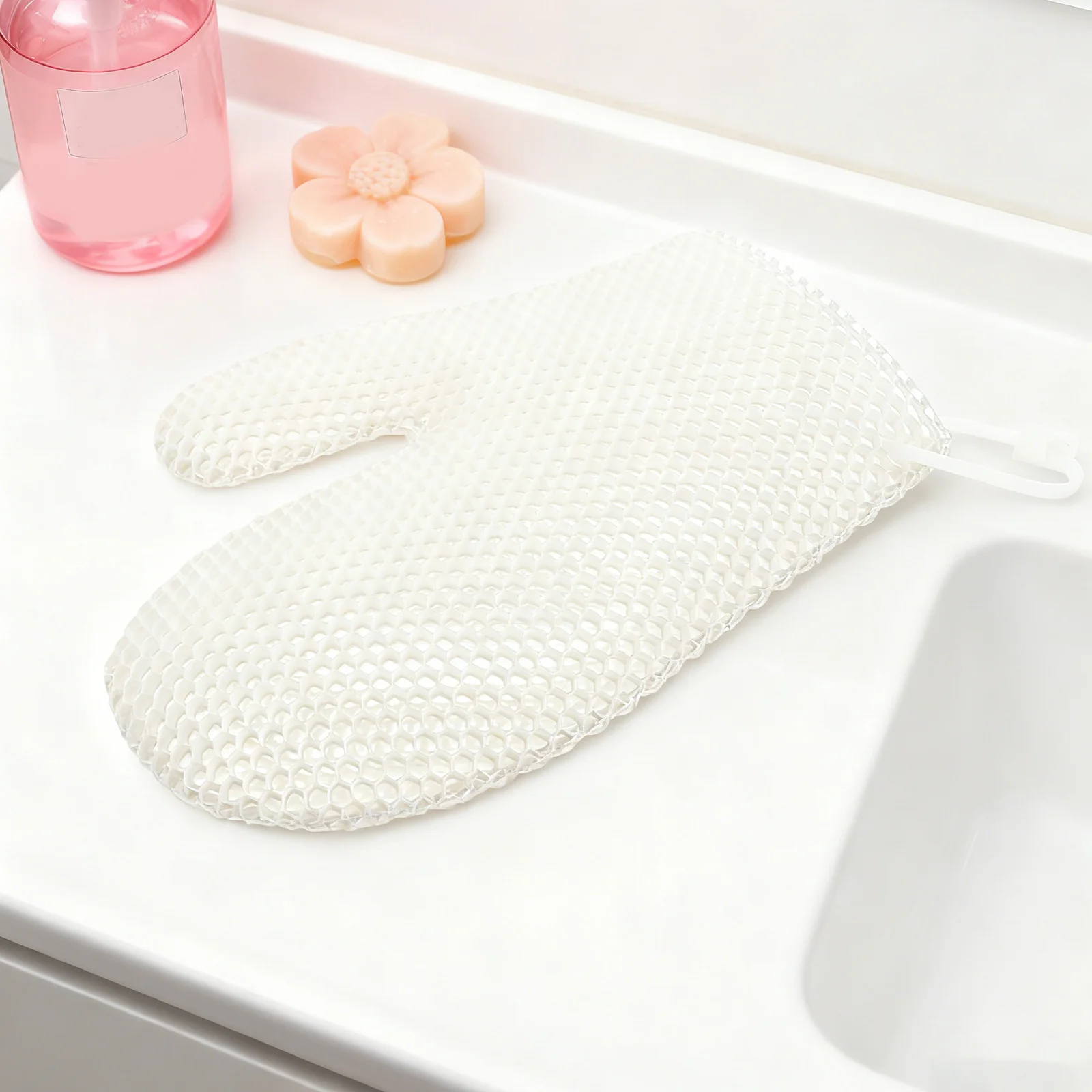 قفازات حمام تقشير على شكل قرص العسل للتنظيف العميق ومنظف الجسم للاستحمام والمنتجعات الصحية وتجربة قفازات الاستحمام التقشير #1