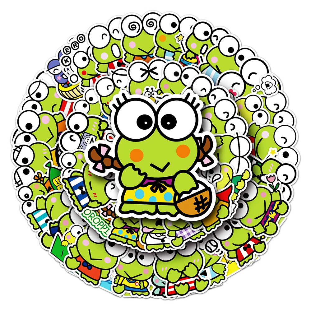 10/30/53PCS Cute Cartoon Sanrio Keroppi Stickers Graffiti Decals PVC DIY Phone Luggage Fridge Guitar Sticker Kids Classic Toys