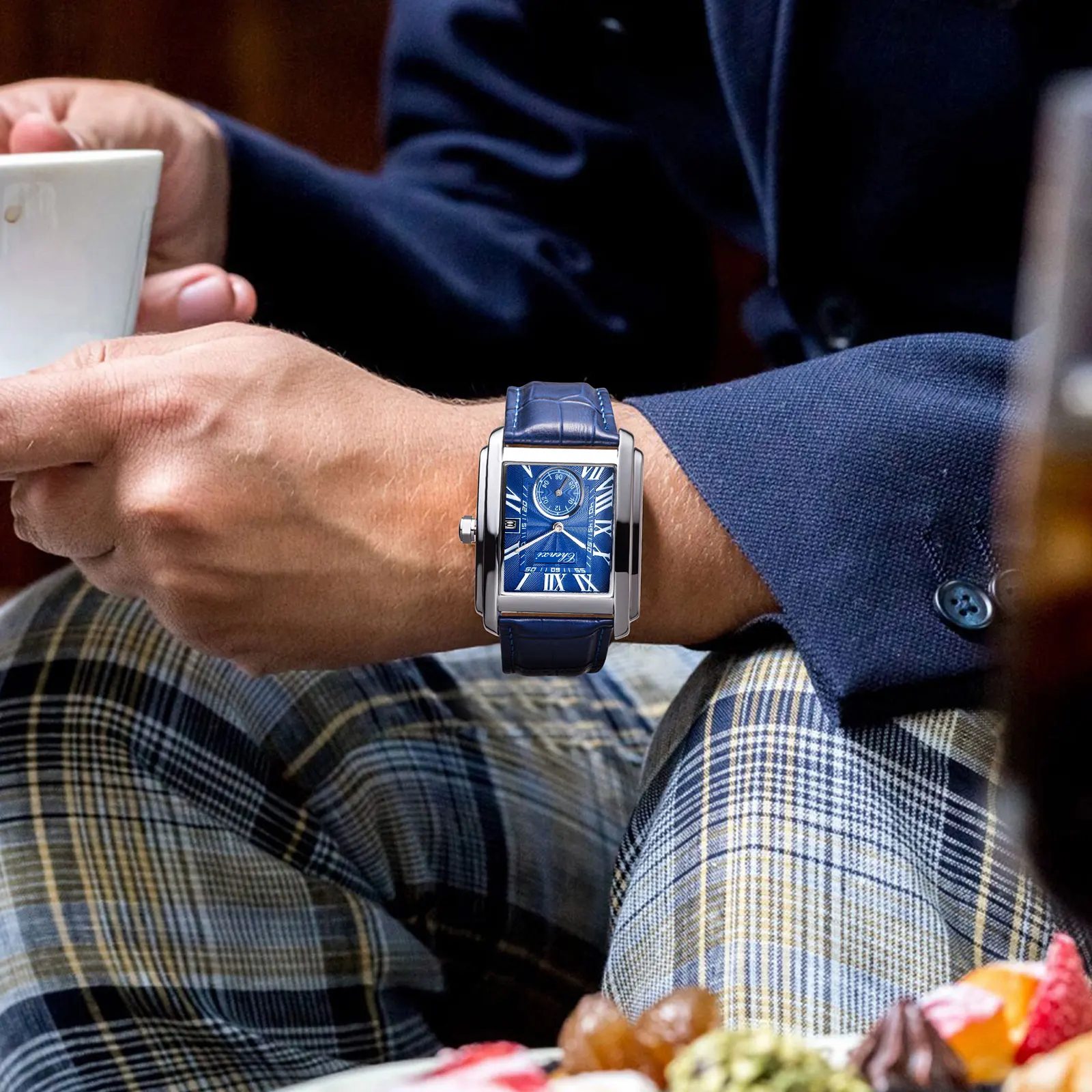 CHENXI Luxury Men's Watches High-end Business Square Dial Leather Quartz Wristwatch Waterproof Calendar Watches For Men