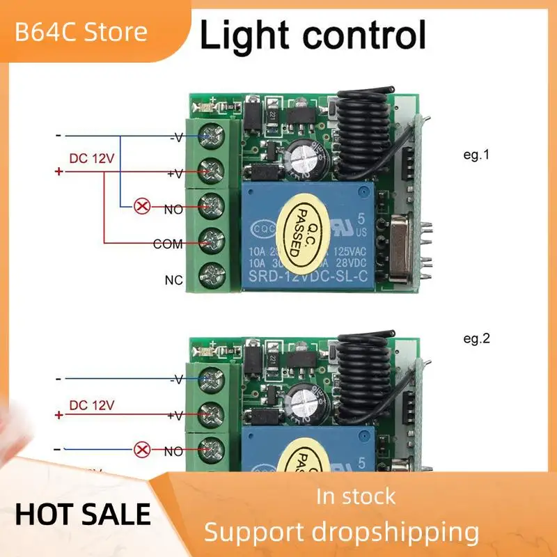 

B64C 10X DC 12V Single Channel Relay Module Universal Wireless Switch RF Relay Receiver + 2 CH Remote Controller
