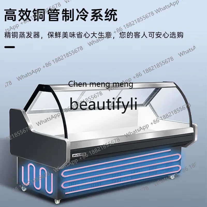 New arrive Fresh Meat Deli Display Cabinet Horizontal Commercial Freezer Stainless Steel Inner Liner