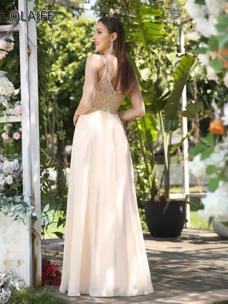 Satin-Spaghettiträger, Spitzenapplikationen, A-Linie, ärmellose Abendkleider, individuell gestaltet, ärmellos, Reißverschluss, bodenlang