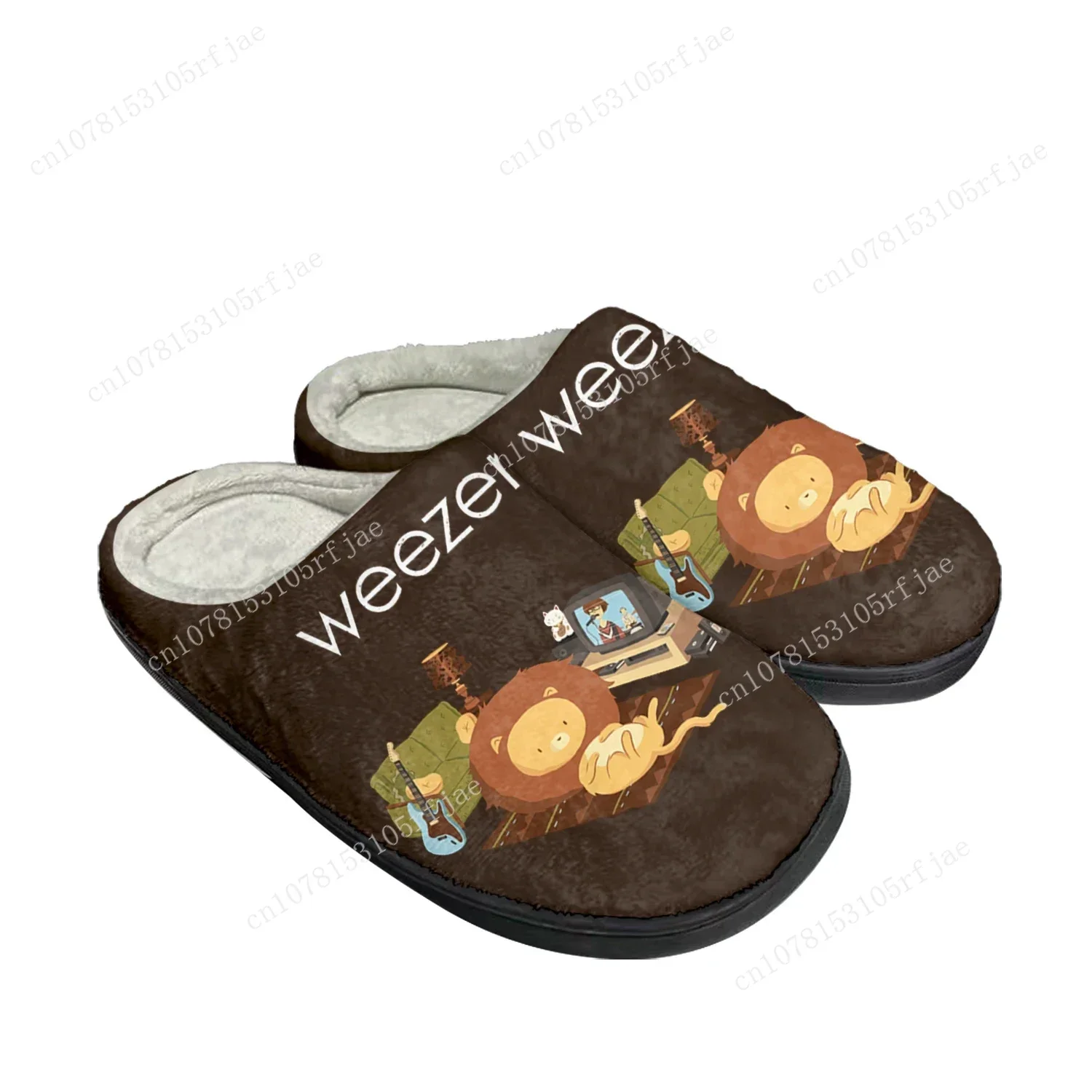 Weezer Pop Rock Band Home Cotton Custom Slippers Mens Womens Sandals Plush Bedroom Casual Keep Warm Shoe Thermal Slipper Black