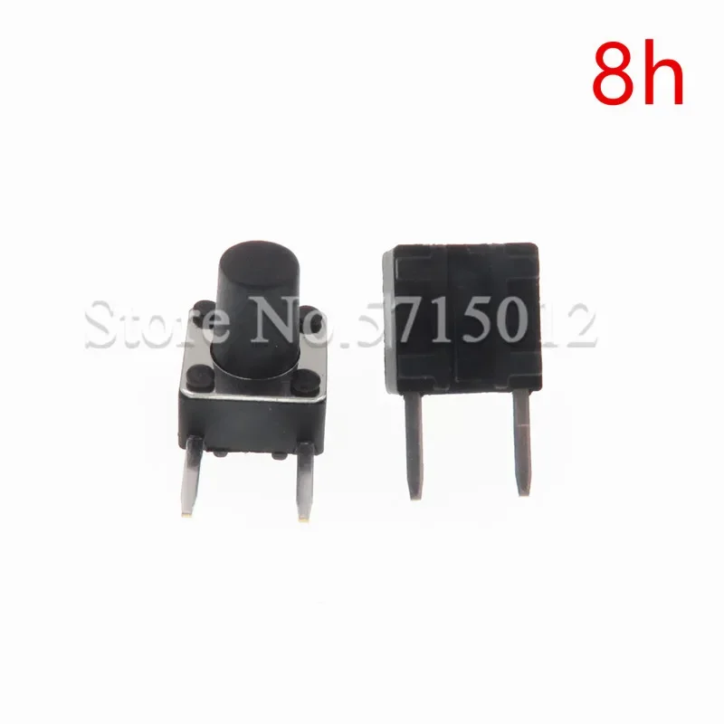 200PCS/LOT 6*6*8mm Black Mini Push Button Momentary Tact Switch Copper feet Side Two Pin DIP 2pin micro switches