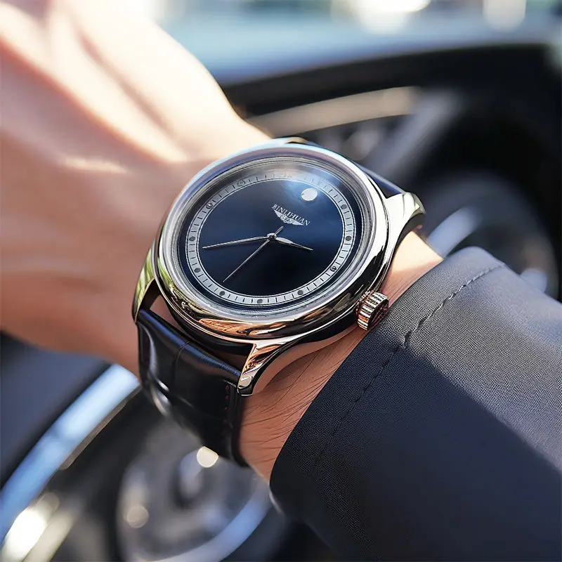 Модные роскошные кожаные часы для мужчин, лучший бренд, круглый кожаный ремешок, кварцевые часы с циферблатом из нержавеющей стали, повседневные часы Montre