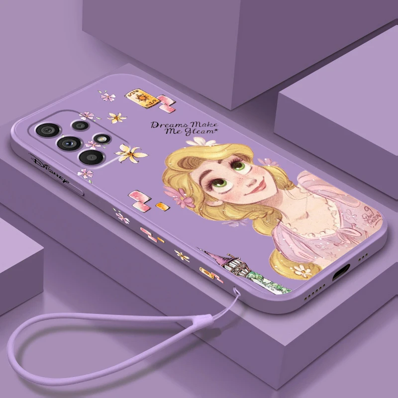 Princess Rapunzel Disney Girl Phone Case For Samsung A73 A72 A71 A52 A53 A54 A51 A42 A34 A32 A14 A13 A12 A23 5G Liquid Left Rope