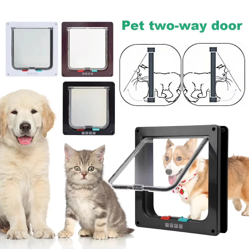 Cat Dogs Flap Doors Puppy Kitten Safety In&out Pet Door with 4 Way Security Lock Dog Cat Kitten Flap Door Weatherproof Cat Flap