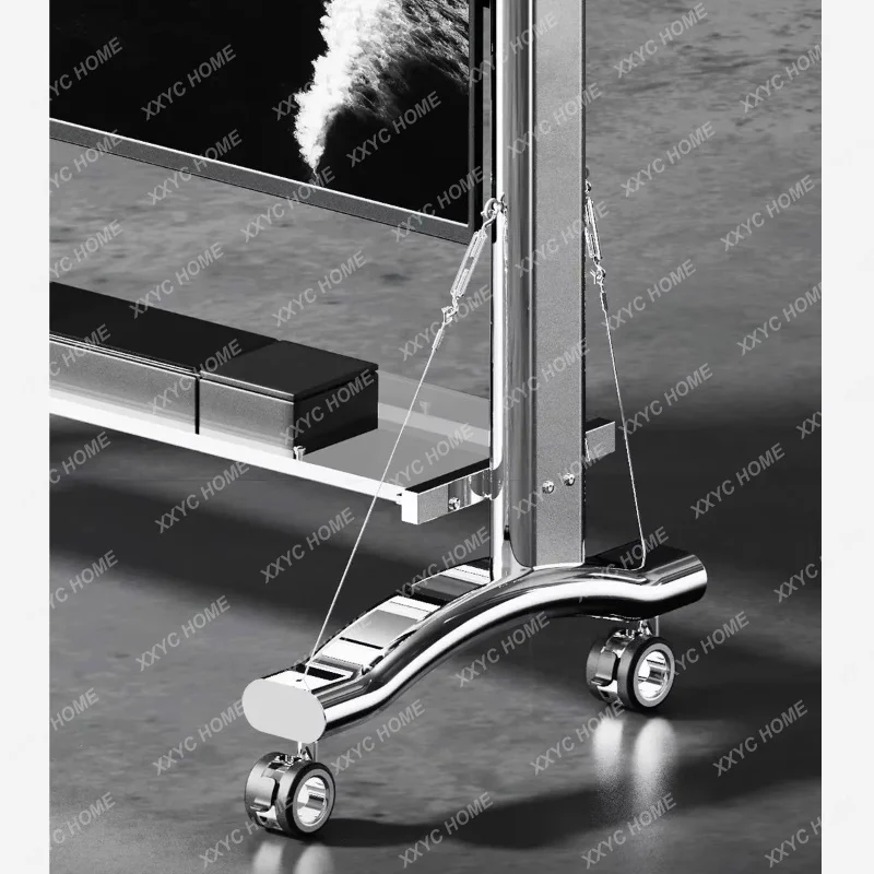 X Light luxury stainless steel TV removable bracket living room light luxury Bauhaus TV cabinet floor cart