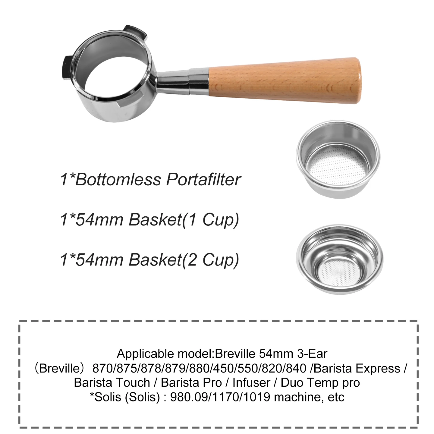54mm Koffie Bodemloze Portafilter Naakt Voor Breville Sage 870 878 879 Filtermand Espressomachine Accessoires Barista Gereedschap