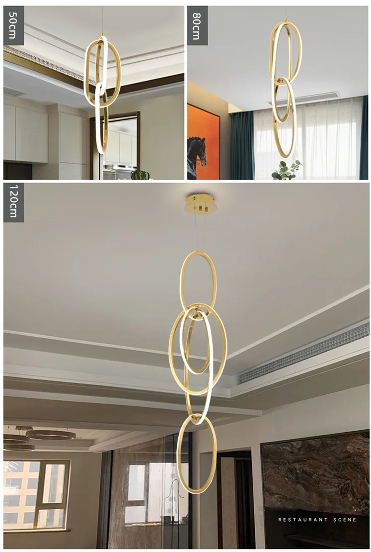Post Polish Steel LED Pendant Light Gold