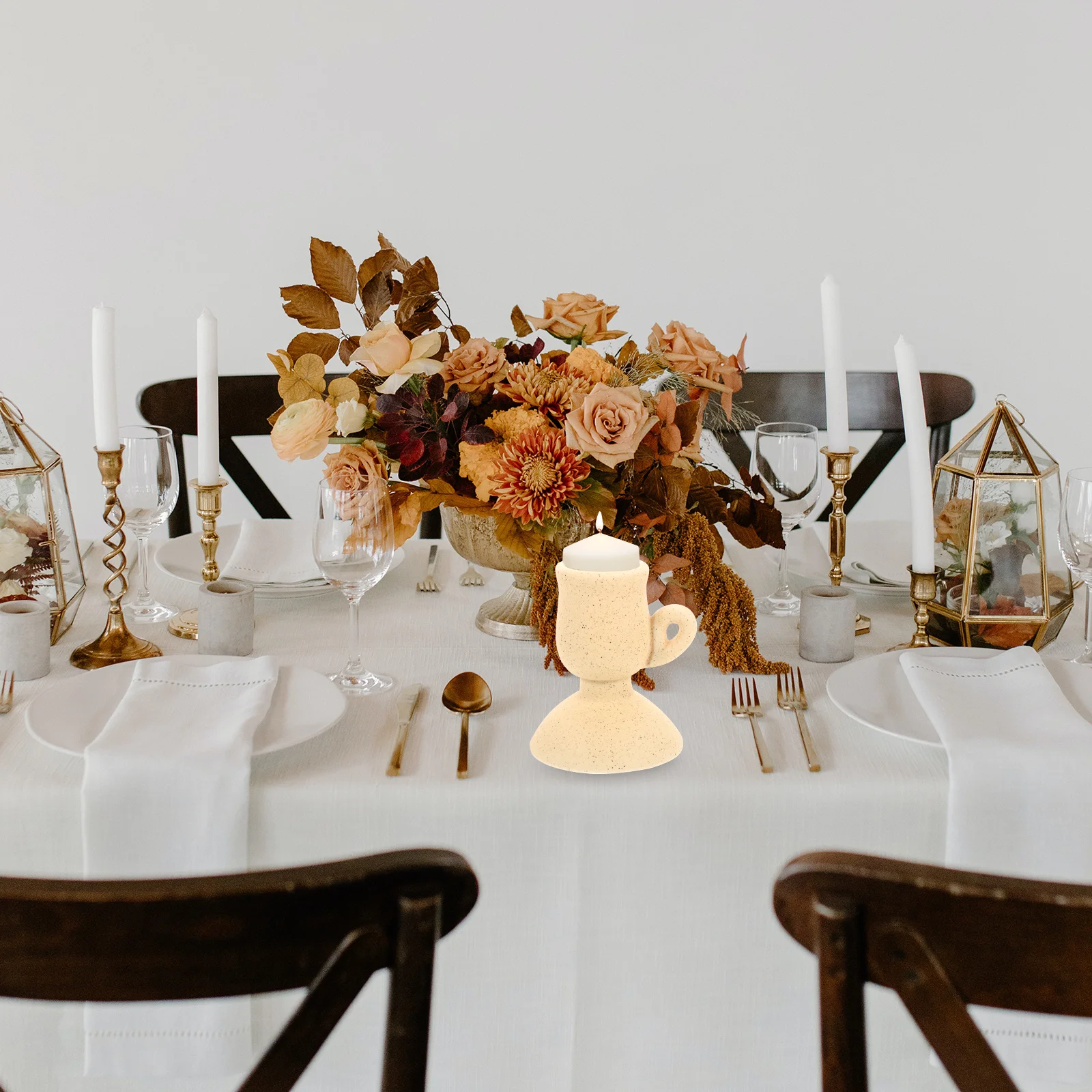 

Creative Candleholder Desktop Decor Ceramic Candlestick Unique Shaped Design Romantic Feeling Home Restaurant Party Festival