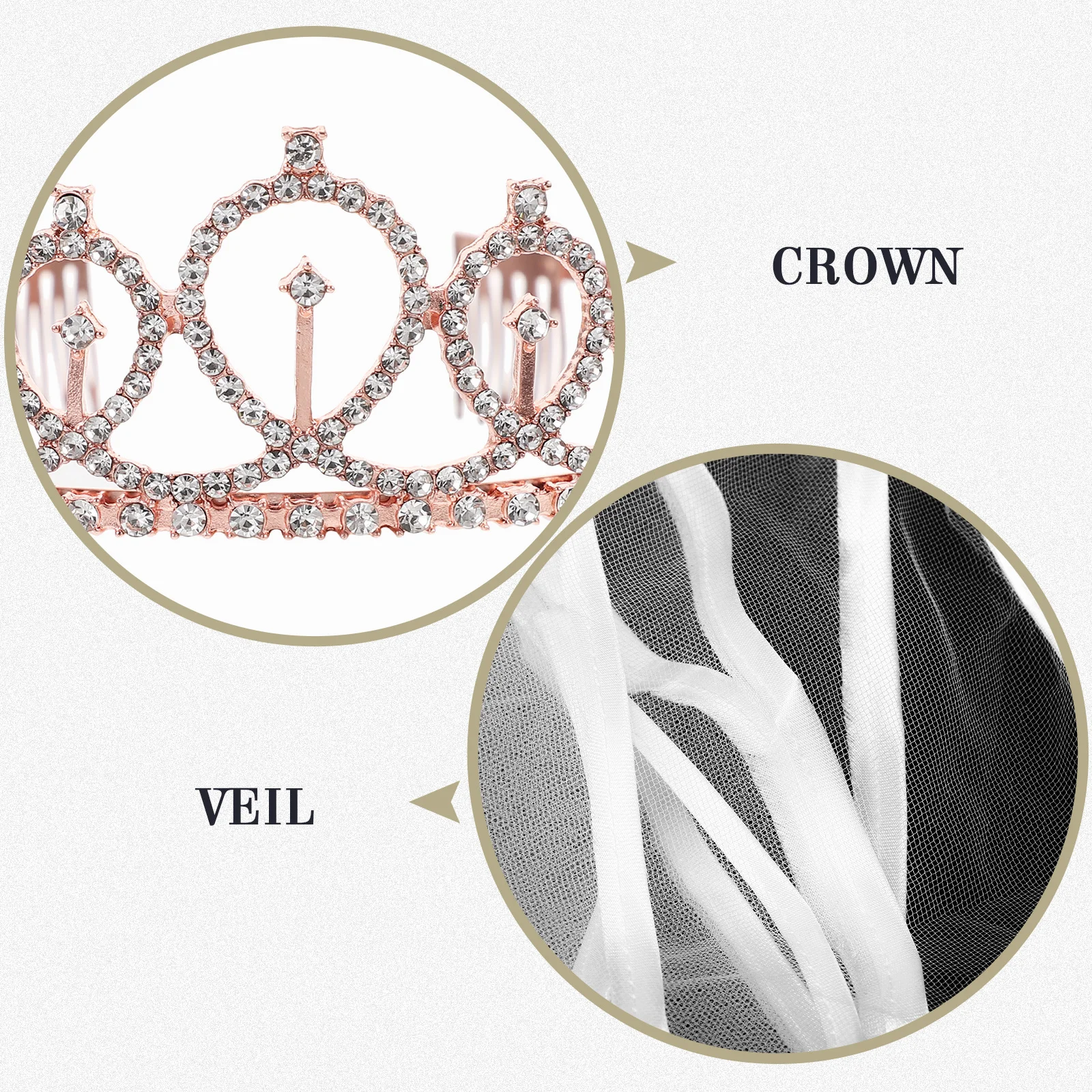 

2Pcs Bridal Crown Wedding Head Accessories Crown Headband Bride Veil for Wedding Bachelorette Birthday Party Bridal Veil
