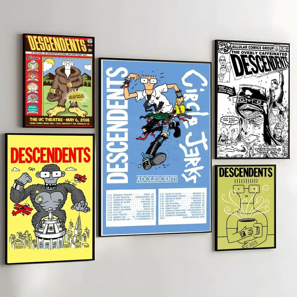 Punk Bands Album D-Descendents Painting Calligraphy Self Adhesive Wall Art Waterproof Print For Bedroom Hallway Home Decor