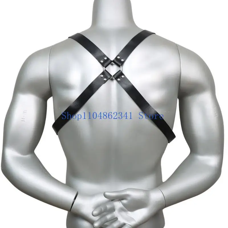 

5asd Мужская одежда Сексуальный пояс на подтяжках на спине Металлическая заклепка Нагрудный ремень Кожаный ремень