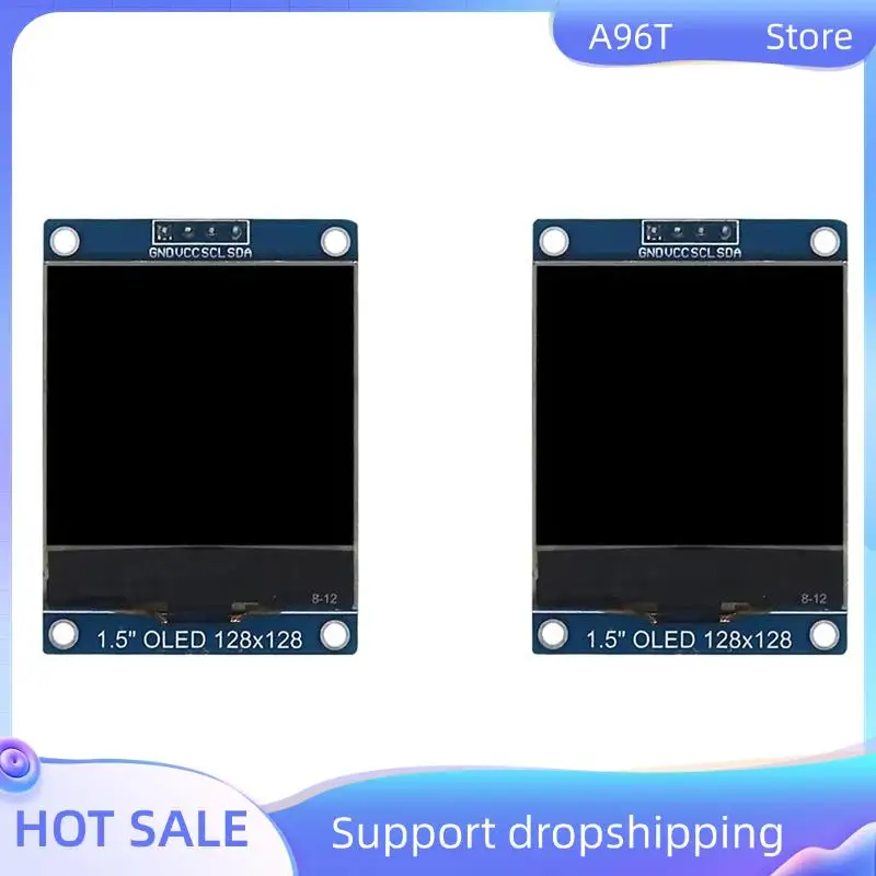 

A96T 2 шт. 1,5-дюймовый 4-контактный OLED-модуль, экран дисплея SH1107 Drive IC 128X128 IIC I2C, интерфейс для 51 STM32 P22101 P22102