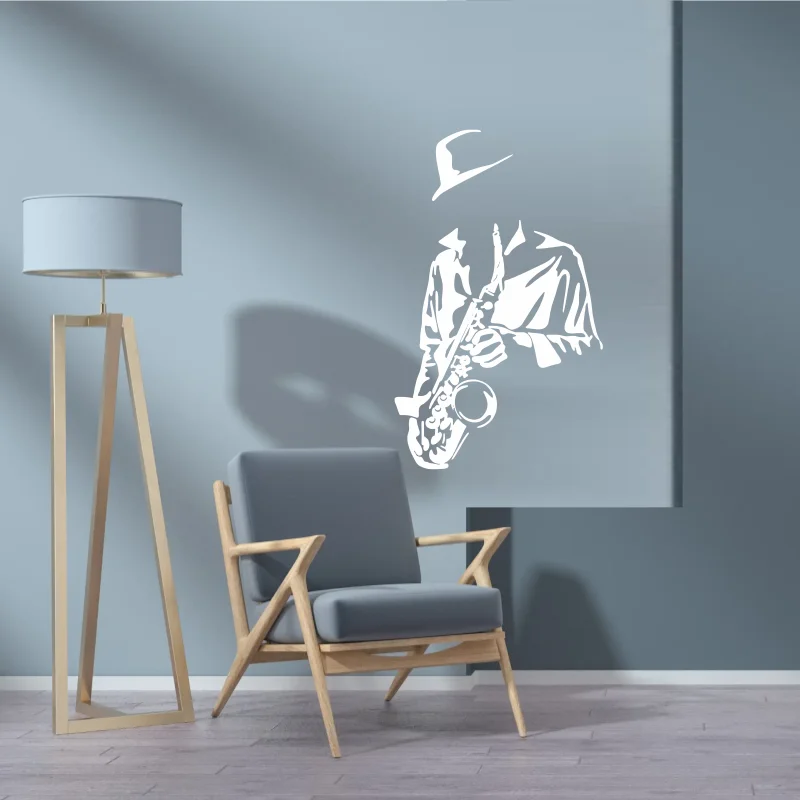 Saxophone Wall Sticker Bedroom Jazz Music Wall Art Decals Home Decorations Removable PVC Musical Murals #351