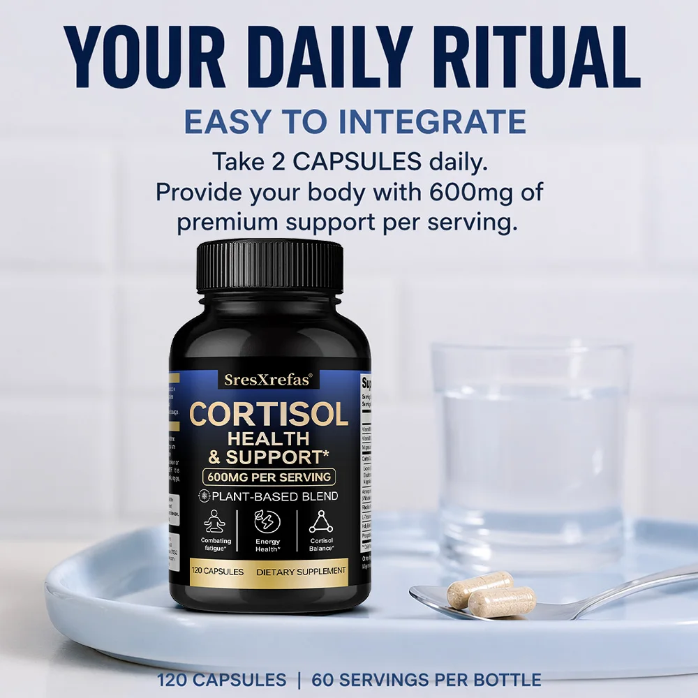 Cortisol Support Capsules Ashwagandha, Magnesium, Holy Basil, Stress Relief, Maintain Calm, Mood, Focus & Night Wellness Support