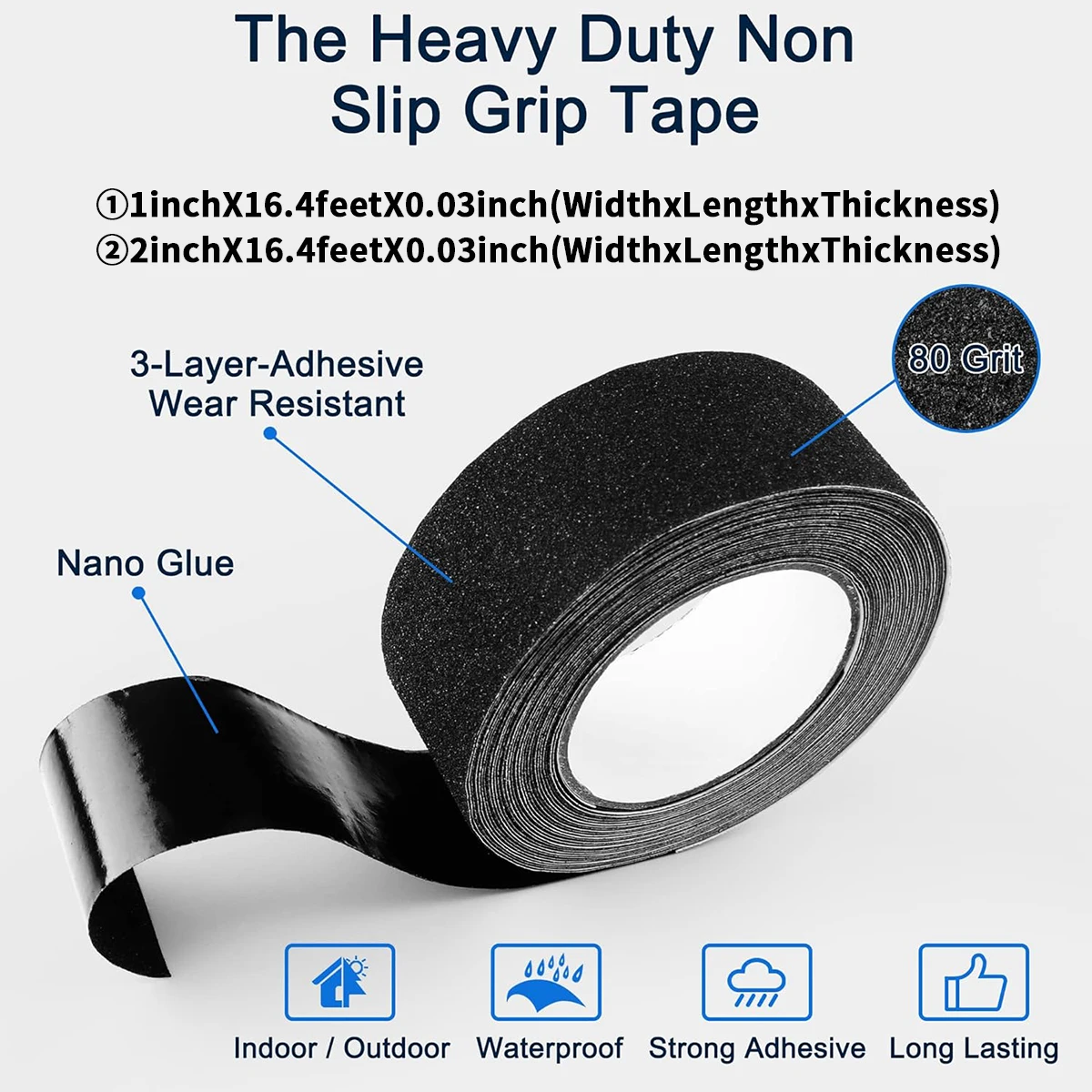 Heavy Duty Anti Slip Tape Outdoor Safety Anti Traction Tape for Stairs Grip Tape Use on Walkways Stairs Ramps and Decks