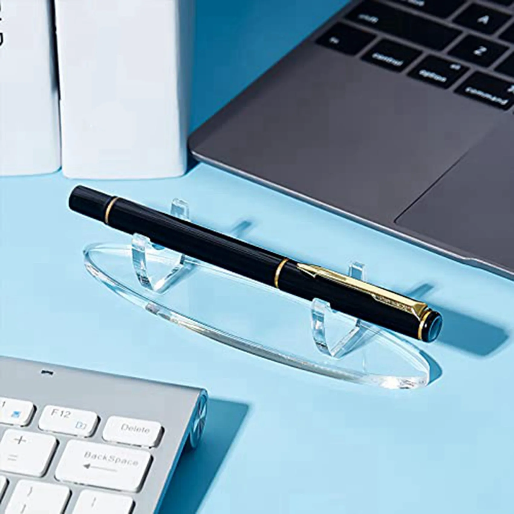 4 Pieces Acrylic Pen Holder Display Stand Pencil Display Holder Fountain Pen Ballpoint Pen Display Rack (Black)