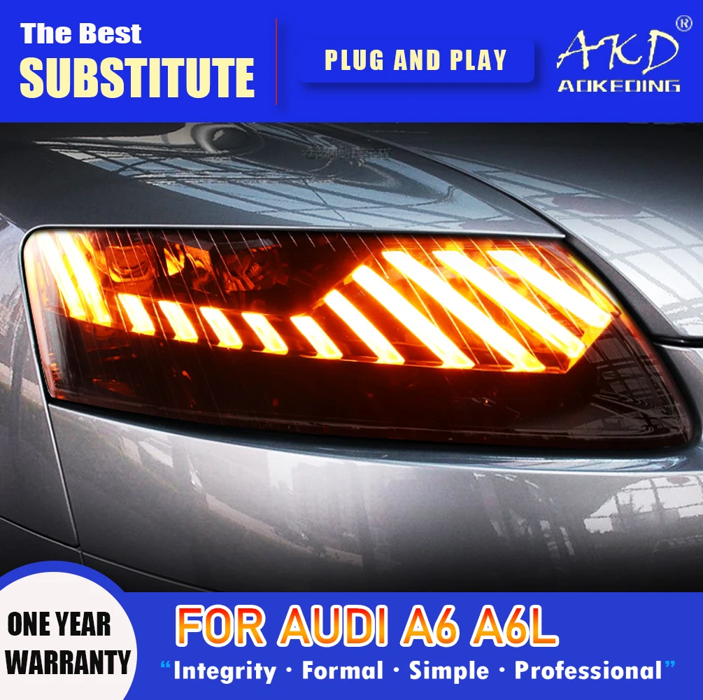 AKD Head Lamp for AUDI A6 LED Headlight 2004-2011 Headlights A6L DRL Turn Signal High Beam Angel Eye Projector Lens