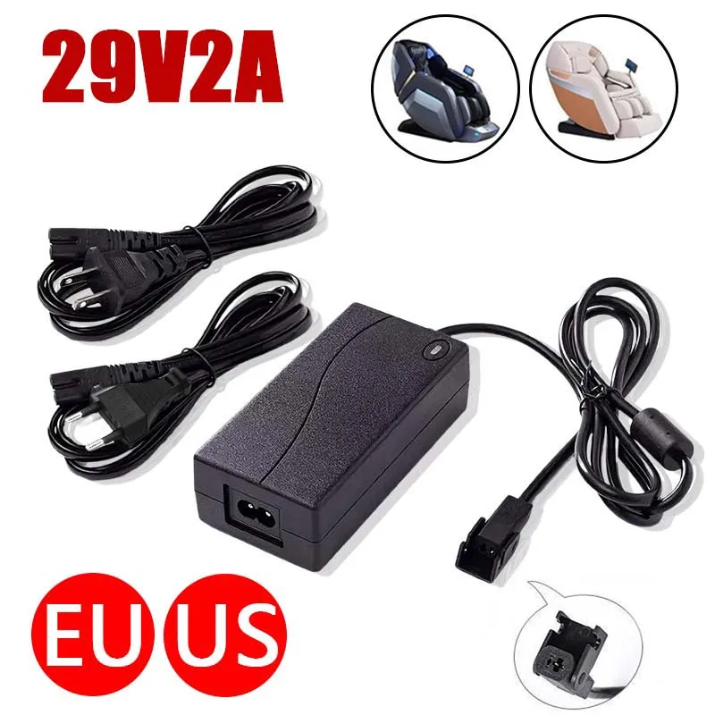 29V 2A AC/DC 2PIN Power Adapter Supply For Electric Sofa Massage Chair Electric Push Rod Lifting Charger EU/US Plug