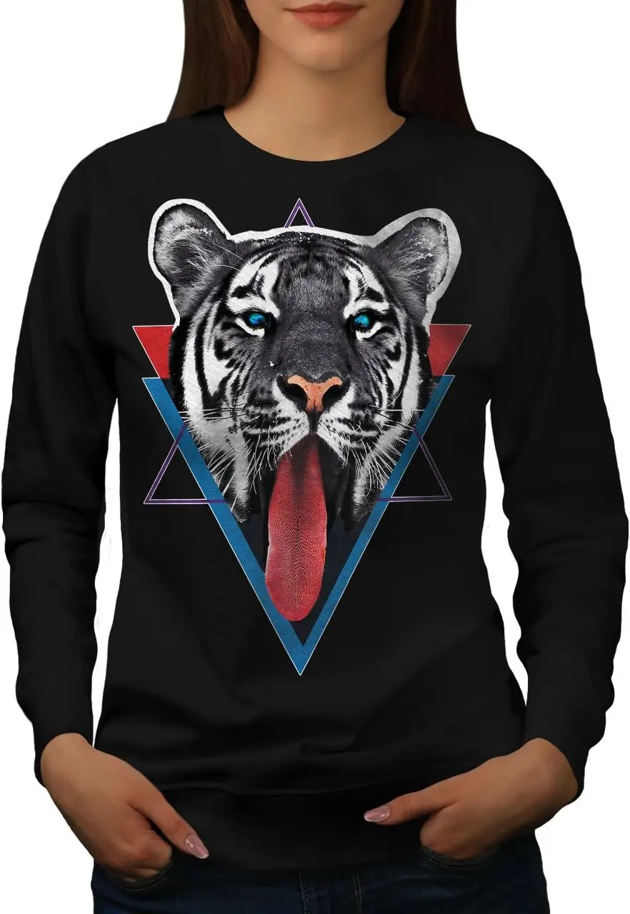 Wellcoda Tiger Tongue Triangle Womens Sweatshirt, Pullover Jumper