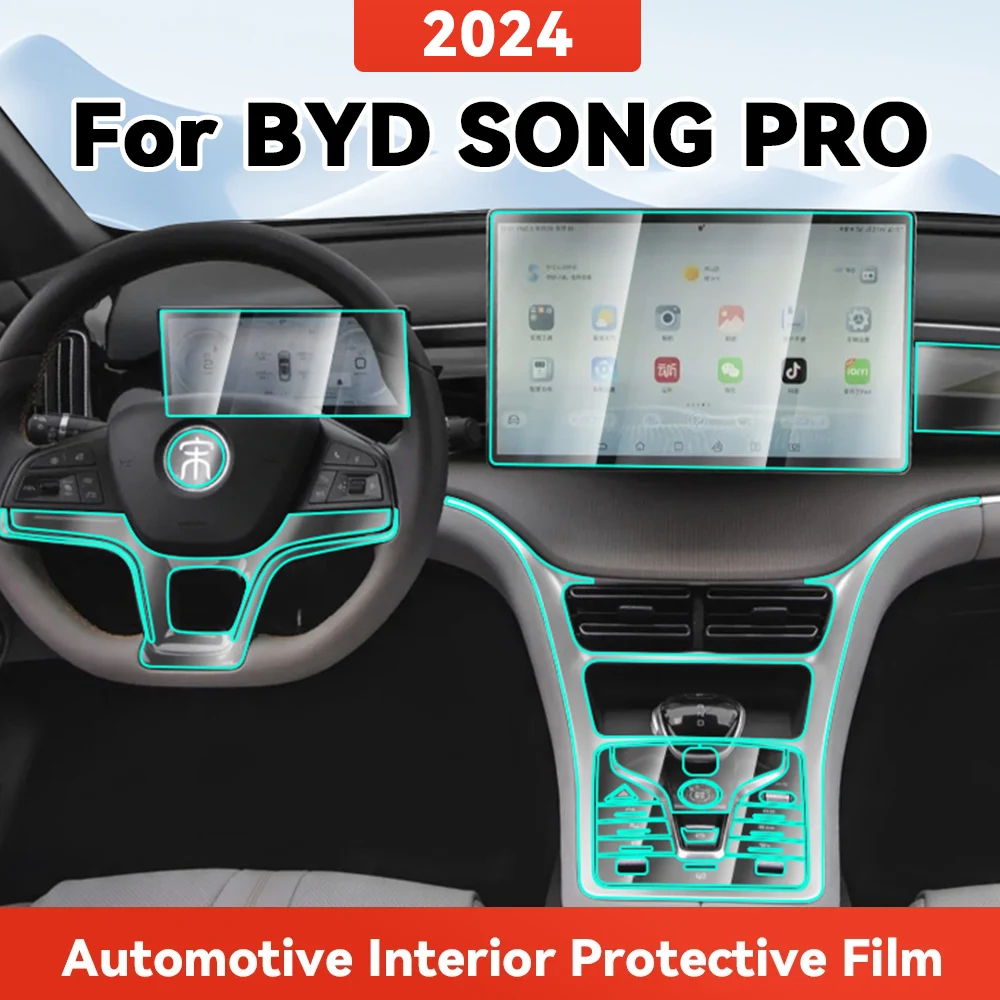 

TPU For BYD SONG PRO 2024 Transparent Protective Film Car Interior Central Control Navigation Panel Cover Accessories