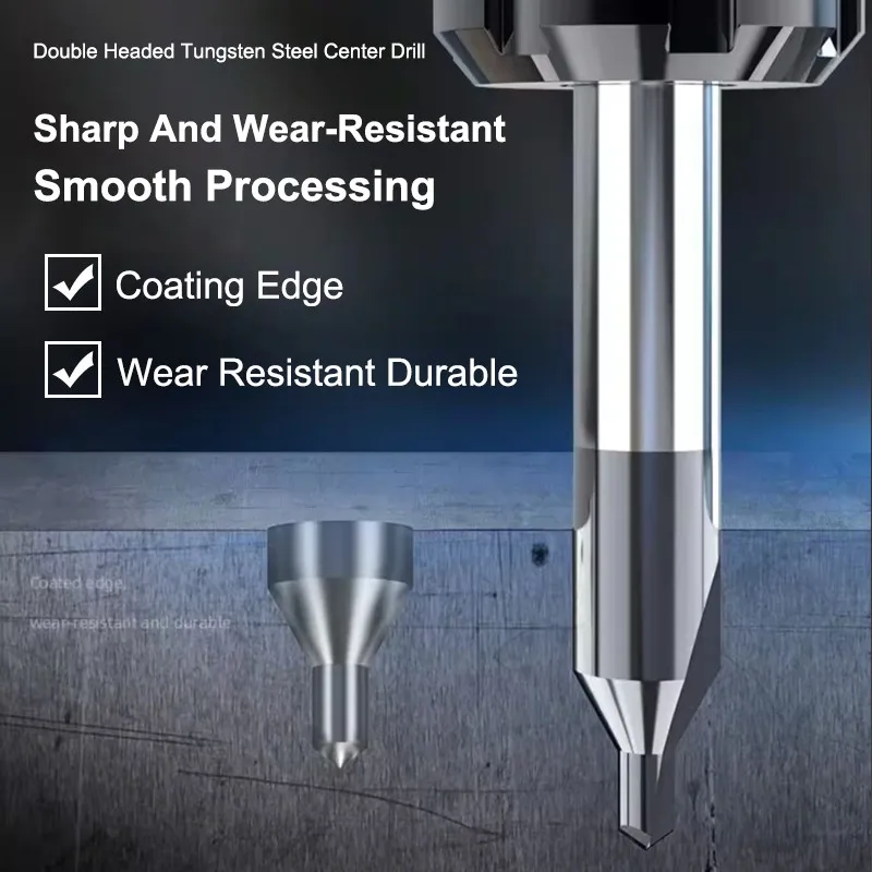 YIFINOTungsten Steel Carbide 60 Degrees Nano Coating Center Drill Bit A-Type Double Headed For CNC Machining Fixed Point Drill