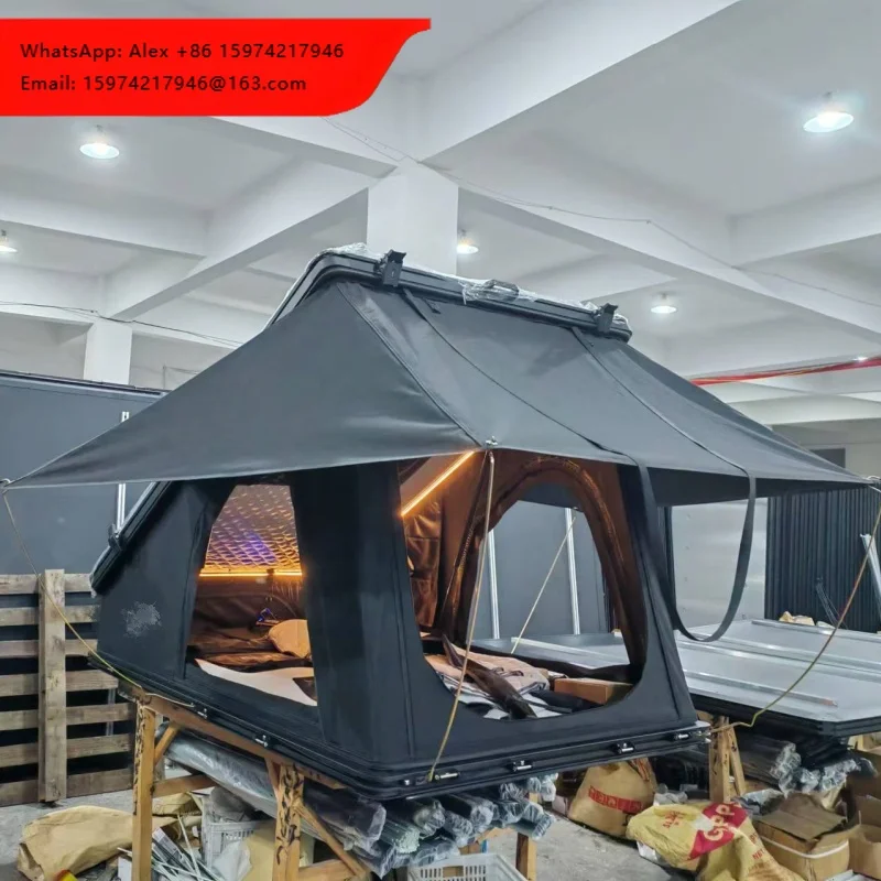 DrunkenXp New Style High Ending 1.45m Width Aluminum Triangle Roof Tent Clamshell Roof Top Tent