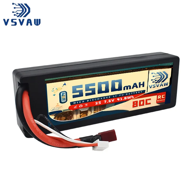 

High-Quality 5500mAh 2S 7.6V 80C RC Toys LiPo Battery for 1/10 RC Remote Control Cars, Racing Cars, and Boat Model Batteries