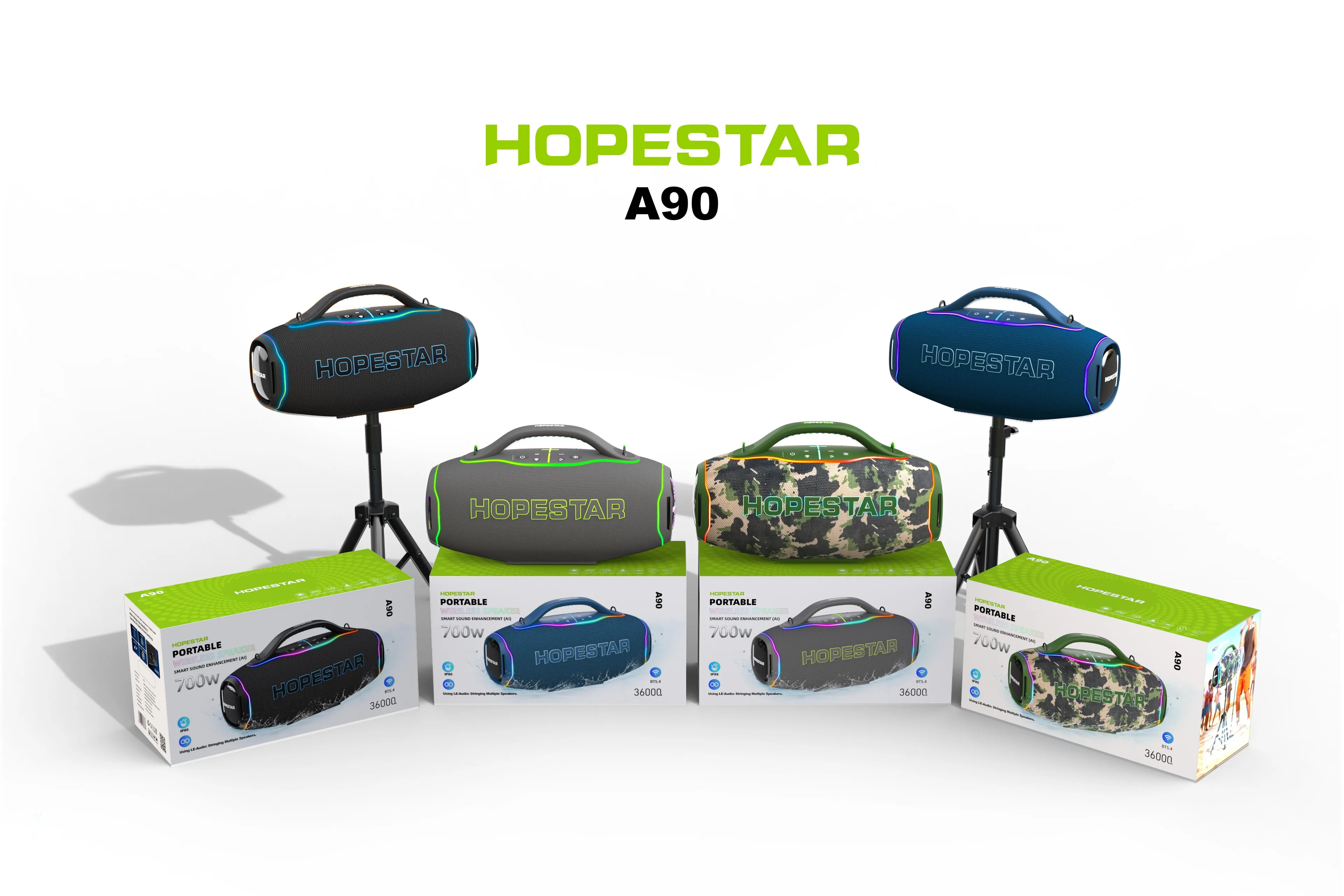 2026 New Hopestar A90 700W Portable Outdoor Karaoke Speaker 1 Microphone 36000mAh Battery RGB LED Light BT5.4 IPX6 6.1 Channel