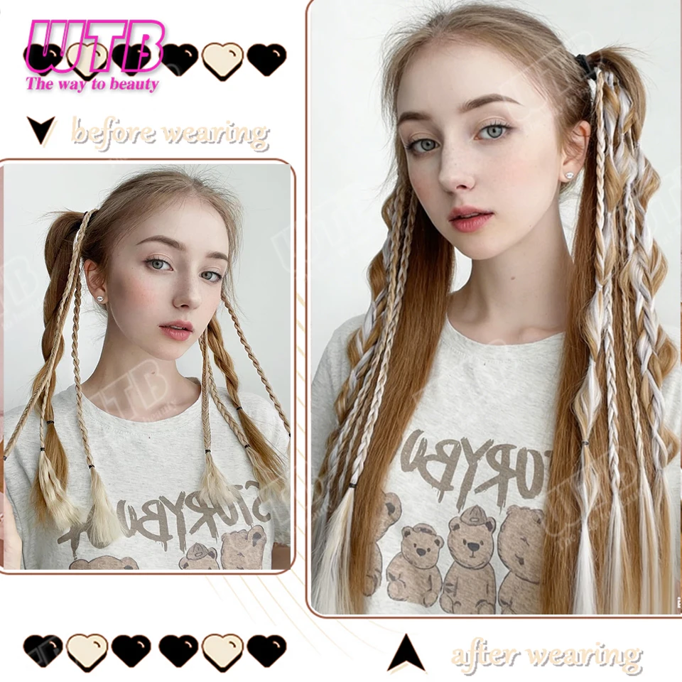 60cm Braided Ponytail Synthetic Wig for Women Elastic Band Style Bubble Braided Ponytail Wig Suitable for Everyday Party Wear