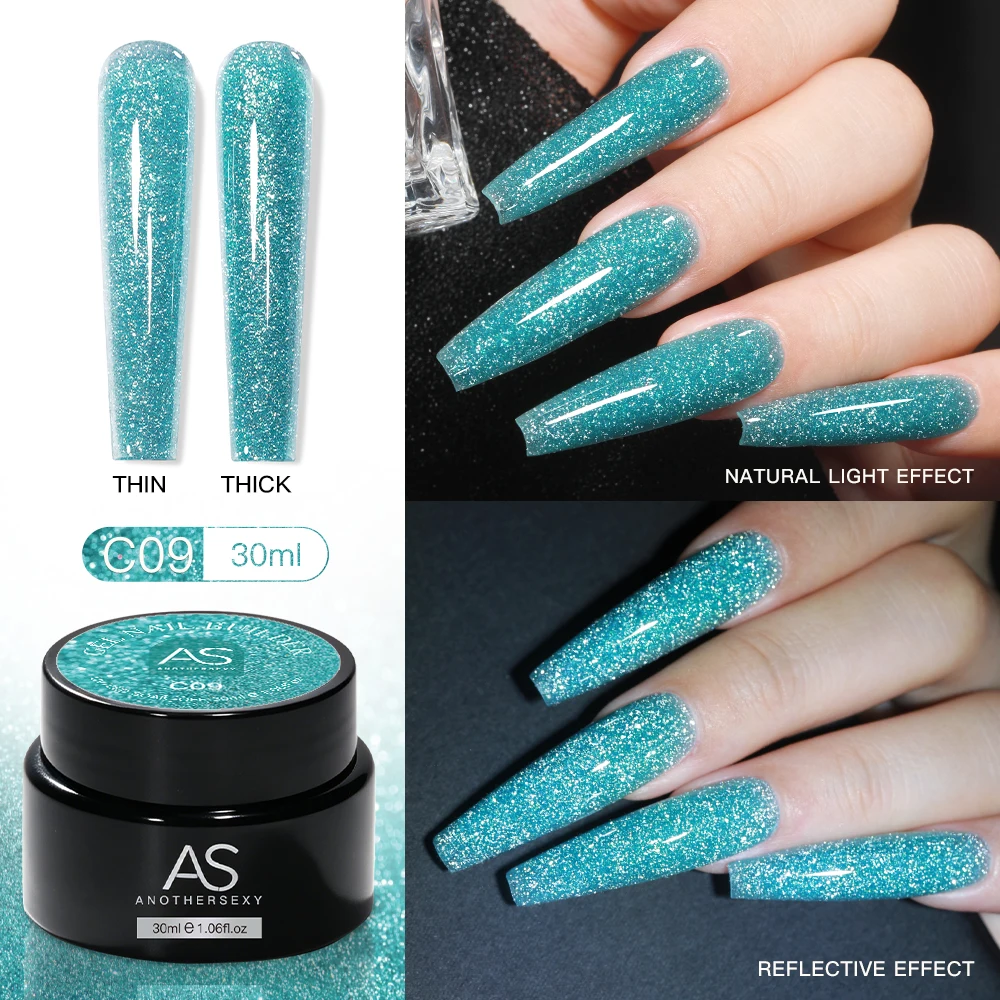30g Silber Reflektierendes Aufbaugel für Nägel Funkelnder Glitzer Roter Nagelverlängerungslack Semi-Permanenter Gel-Lack