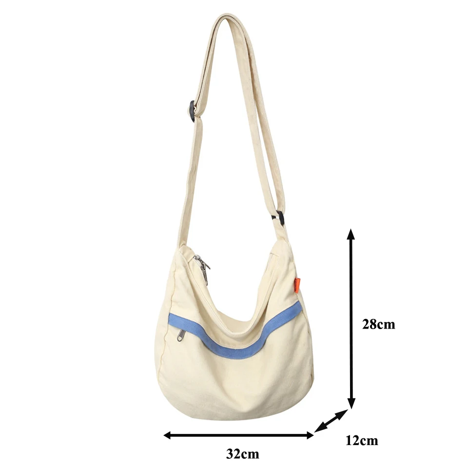 Canvas Bags For Women Vintage Handbags Casual Shoulder Crossbody Bag Eco Bag Korean Messenger Bag Y2K Unisex Black Shopper Bag