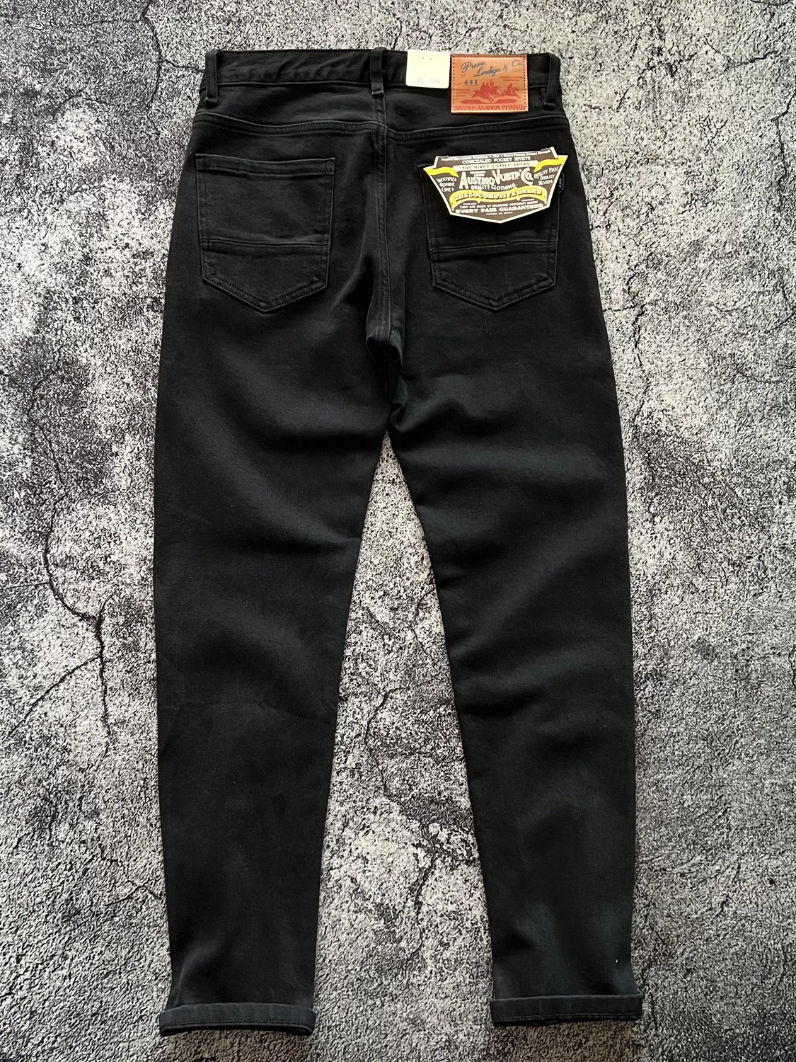 

Slim Fit Casual Men's Jeans Pure Black American Retro Elastic Leisure Cotton Polyester Blend Four Seasons Straight Leg Pants