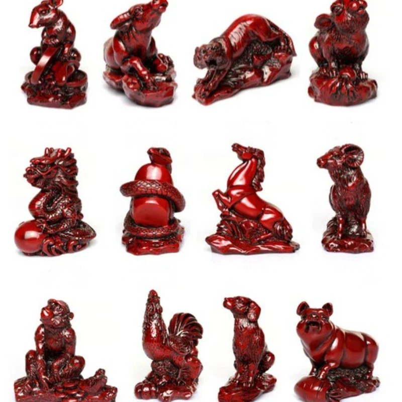 1 pc resin Twelve zodiac ornaments Crafts home decoration Animal shaped jewelry Ensuring safety Feng Shui Decorations sculpture