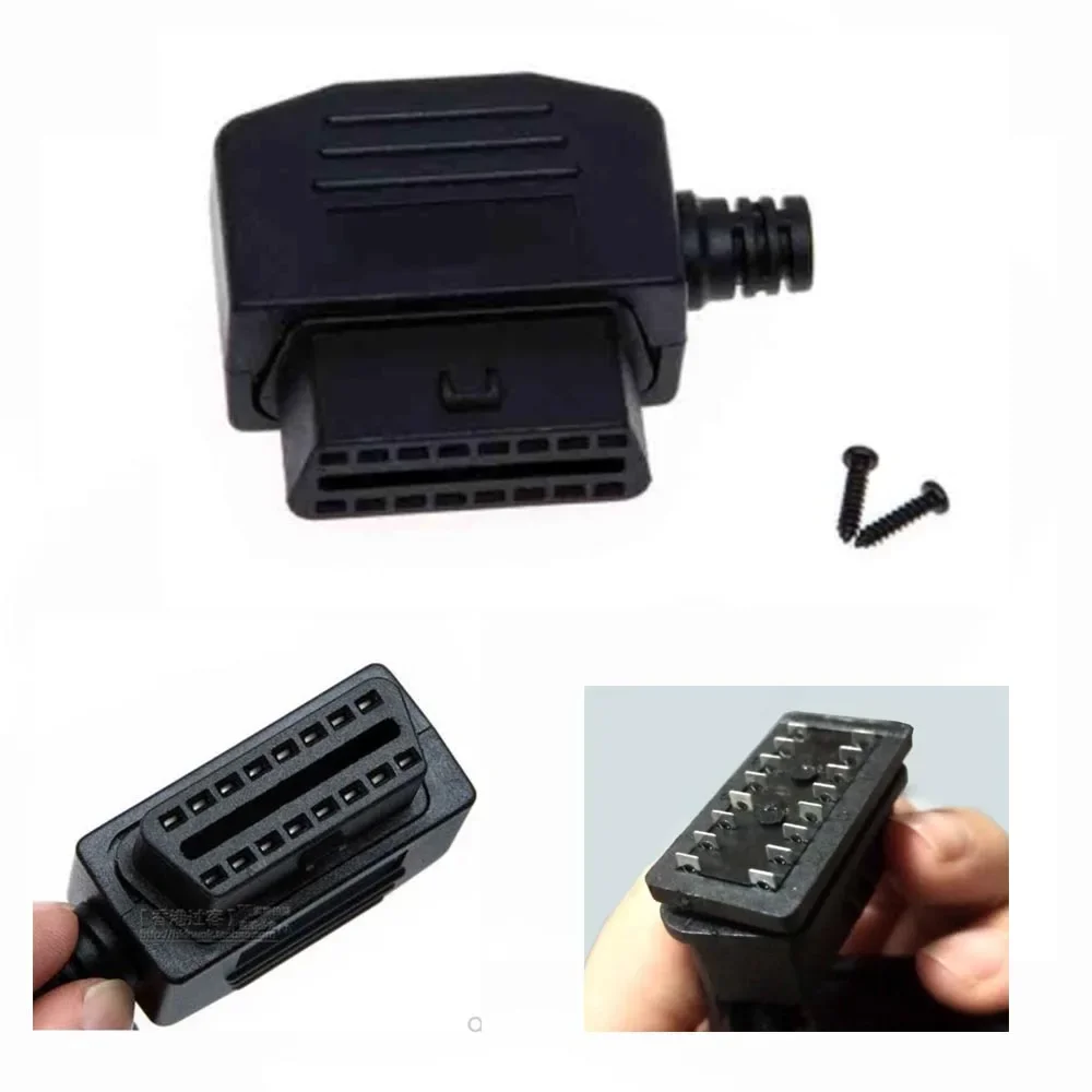10 قطعة obd أنثى التوصيل مع المسمار obd2 16Pin موصل J1962M المقبس رئيس لسيارة تشخيص obd محول obdii 16 دبوس محول