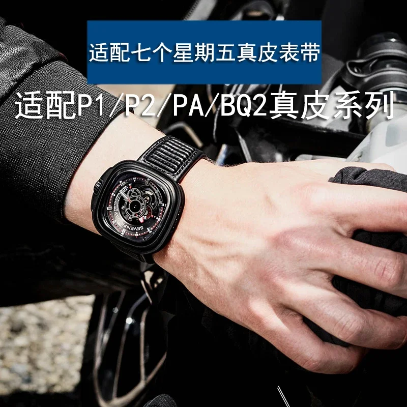 สายนาฬิกาหนังแท้สําหรับ Seven Friday Watchband Cowhide Q2 P1 Series สายหนังผู้ชายนาฬิกาอุปกรณ์เสริม 28 มม