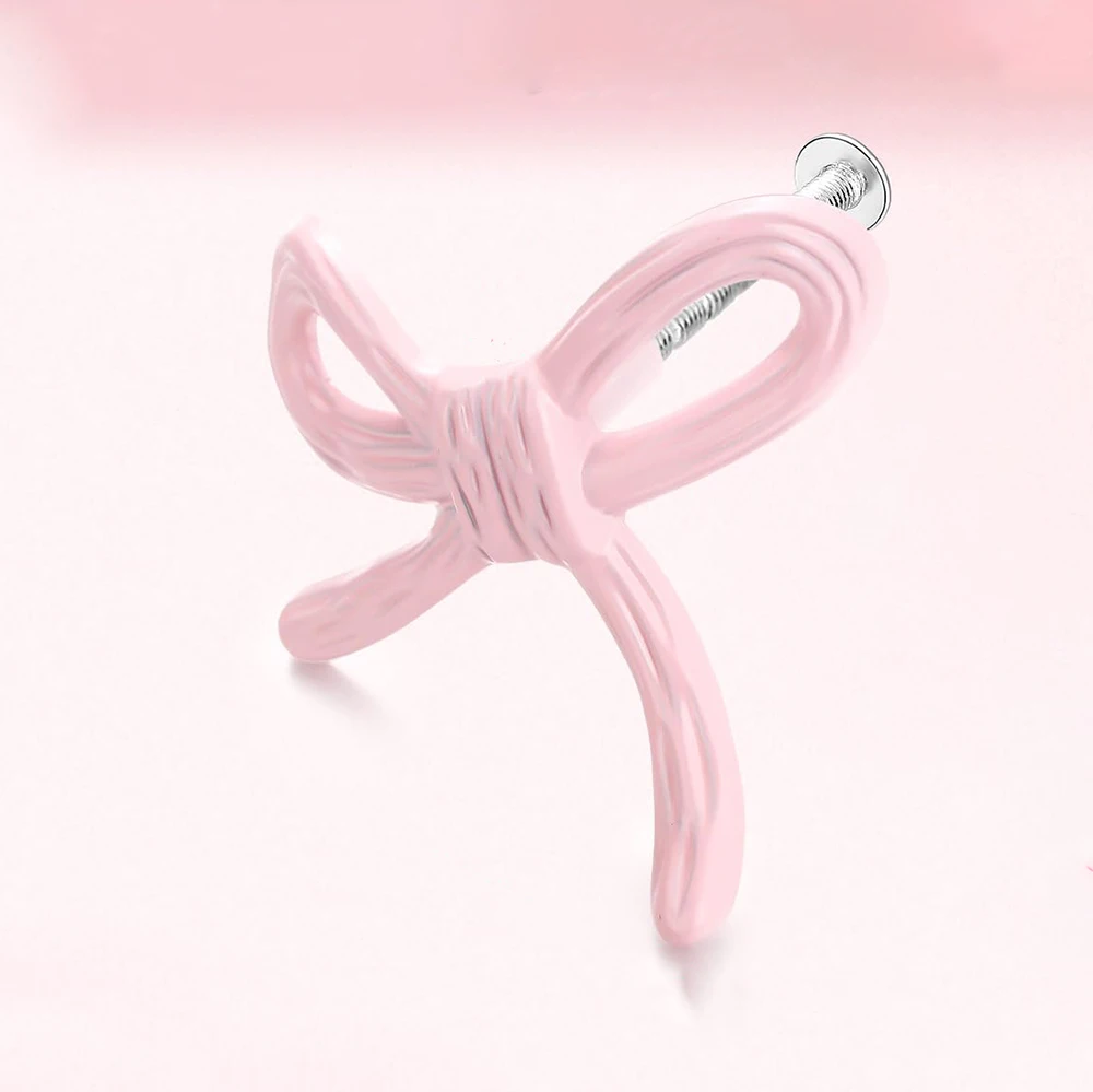 Large Size Pink Bow Cabinet Pulls Drawer Handle Zinc Alloy Metal Furniture Pulls for Dressing Table Small Cabinets DIY