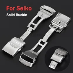 Stainless Steel Folding Buckle for Seiko Watch Band 18mm 20mm 22mm 24mm Clasp Double Push Button Buckles Watch Strap Accessories