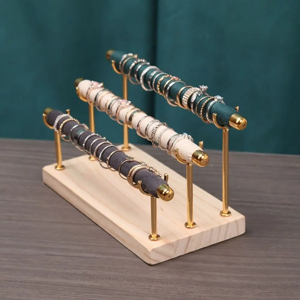

Новая деревянная основа, органайзер для колец, съемная металлическая стойка, подставка для ювелирных изделий, бархатные принадлежности для демонстрации, подставка для колец