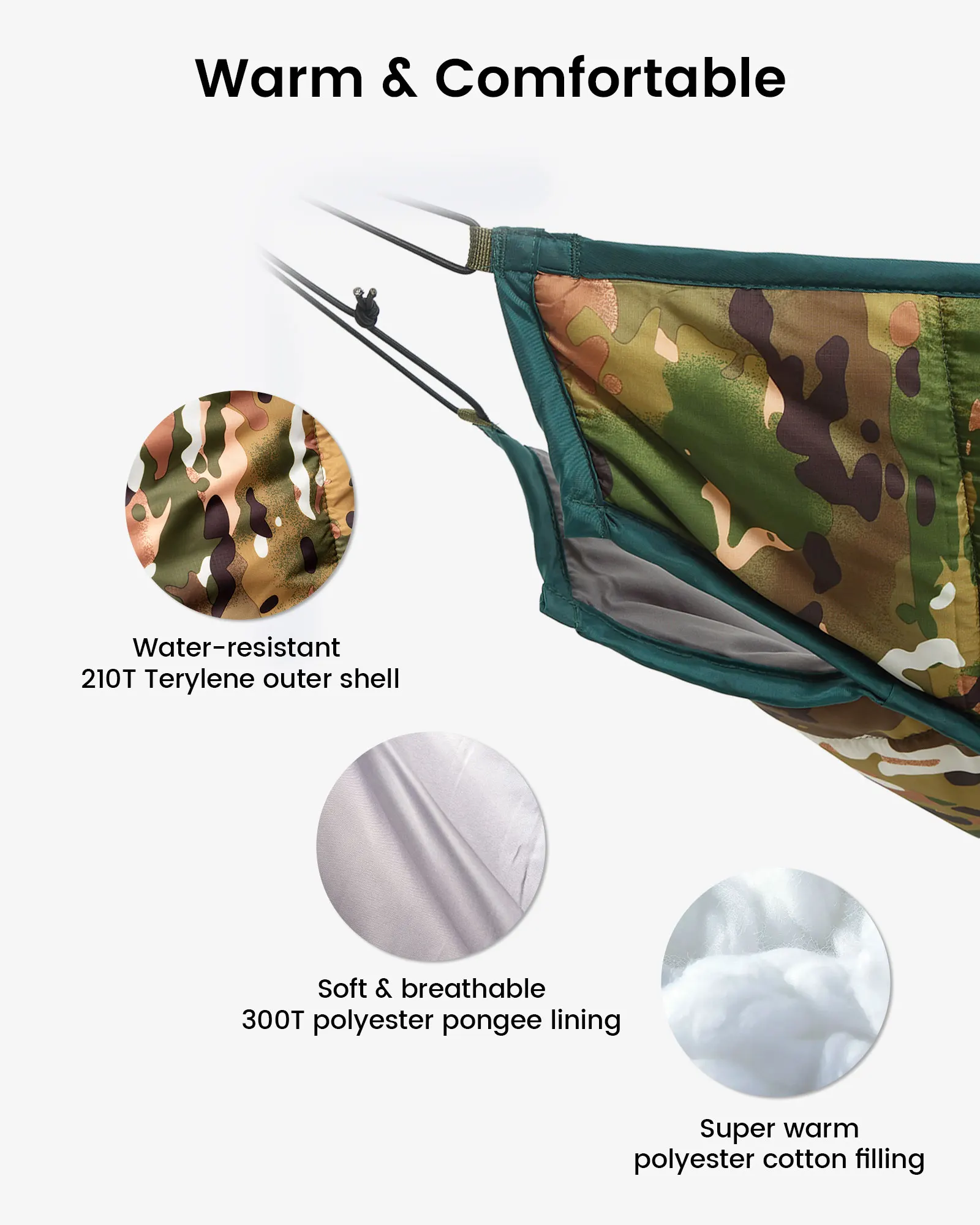 OneTigris Ultralength Hammock Underquilts 3 Season 41 F-68 F/5 C-20 C HIDEOUT Warm Under-Quilt For Camping Hiking Backpacking