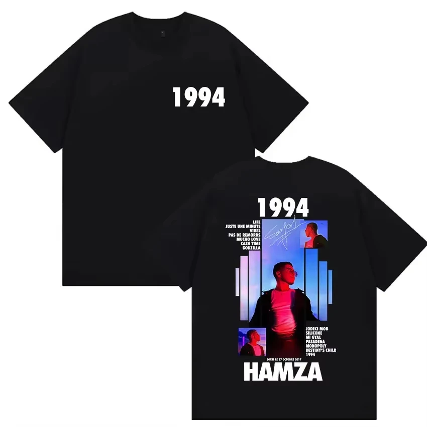 

Famous Rapper HAMZA 1994 Tour Album 2025 Graphic T Shirts Men's Retro Cotton Short Sleeve T-shirt Hip Hop O-Neck Clothing Tees