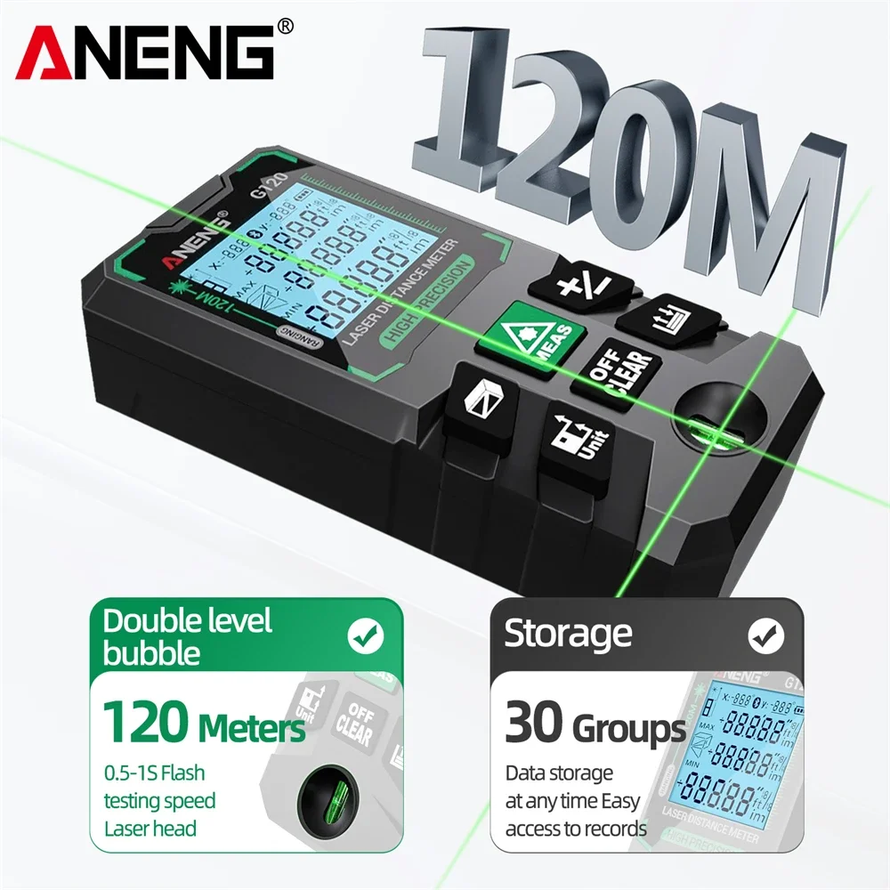 Green Laser Rangefinder Infrared Outdoor High-precision Handheld Instrument Electronic Ruler Measuring Instrument ANENG G120
