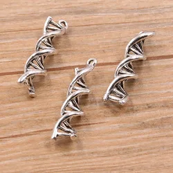 10PCS 8*39mm DNA Pendants Antique Silver Plated Science Gene Helix Charms DIY Supplies Jewelry Accessories