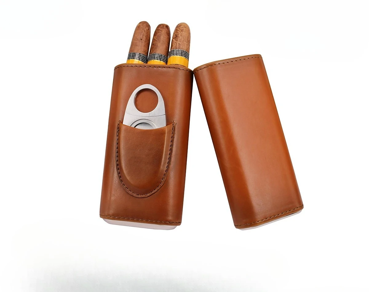 Three-Pack Cigar Humidor Protective Case, Convenient Travel Pine Cigar Storage Box